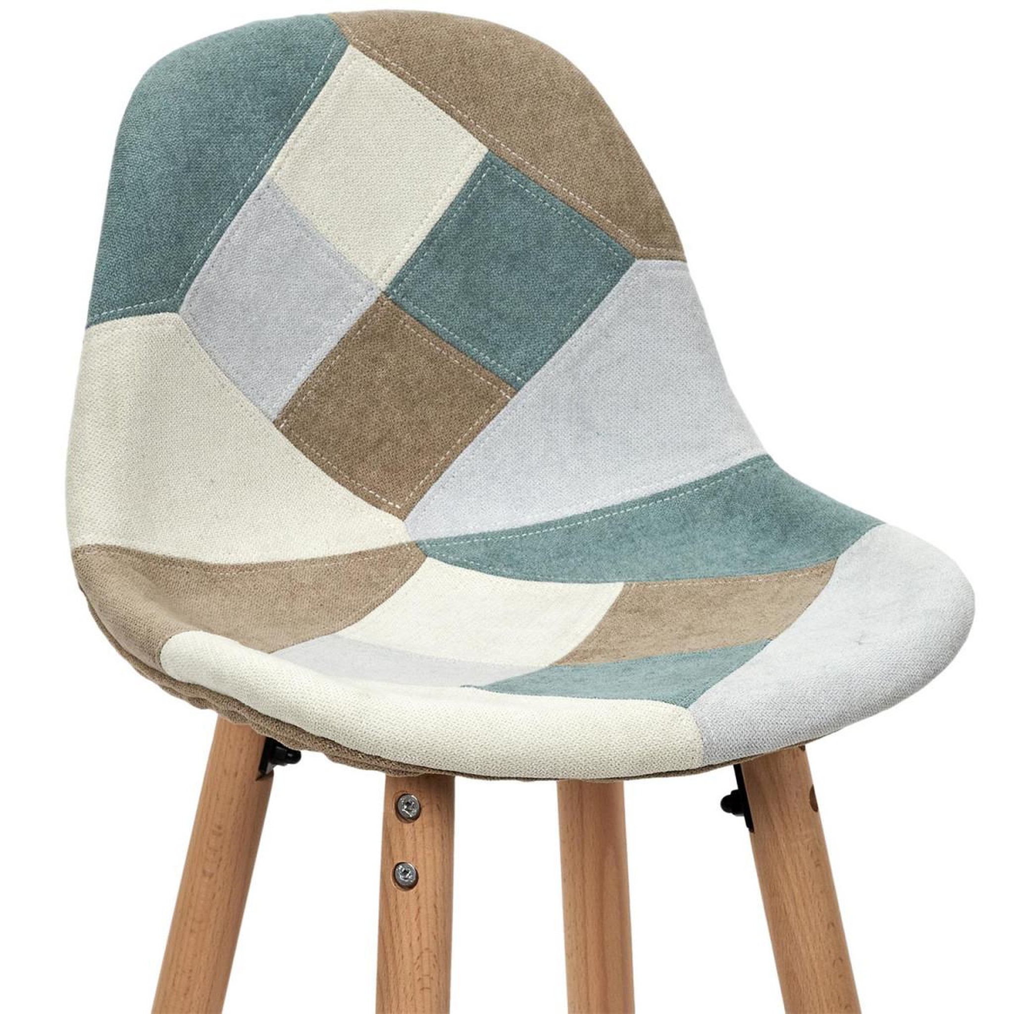 Voir la diapositive 3 : The Home Deco Factory Lot de 2 chaises de bar  patchwork  92cm bleu clair