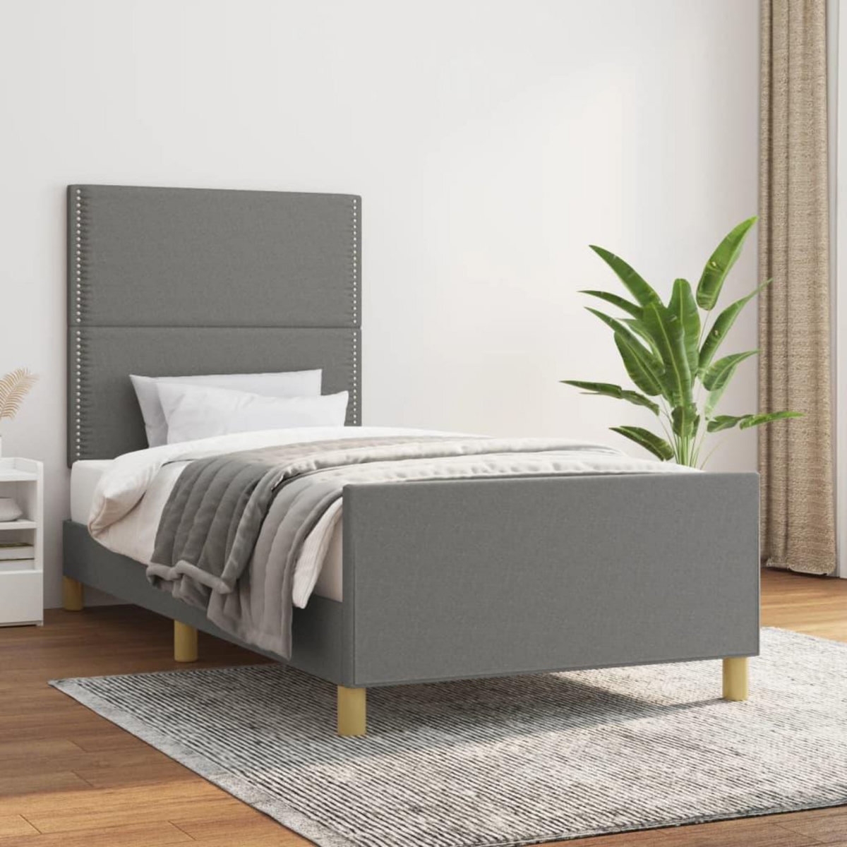 VIDAXL Cadre de lit sans matelas gris fonce 90x200 cm tissu
