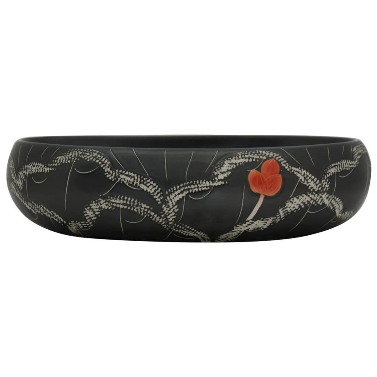 VIDAXL Vasque a poser noir ovale 59x40x15 cm ceramique