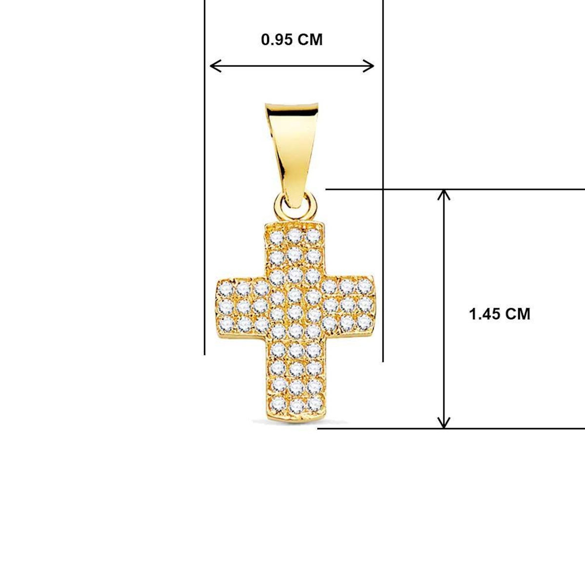 L'ATELIER D'AZUR Collier - Médaille Croix Or 18 Carats 750/000 Jaune et Zirconiums - Chaine Dorée