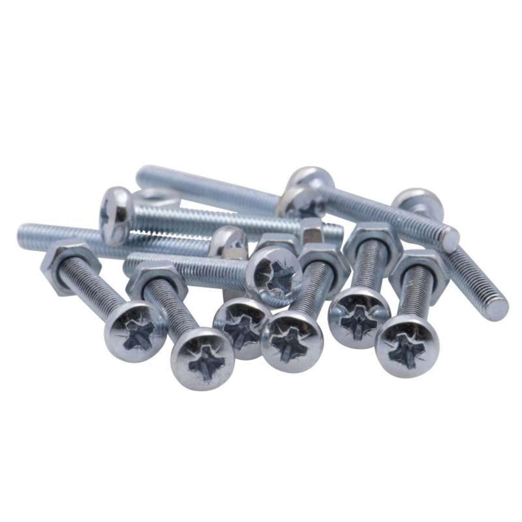 Voir la diapositive 5 :  Vis à métaux zinguée tête cylindrique bombée PZ cruciforme Vissal Ø 6x20 mm  lot de 12 vis+écrou