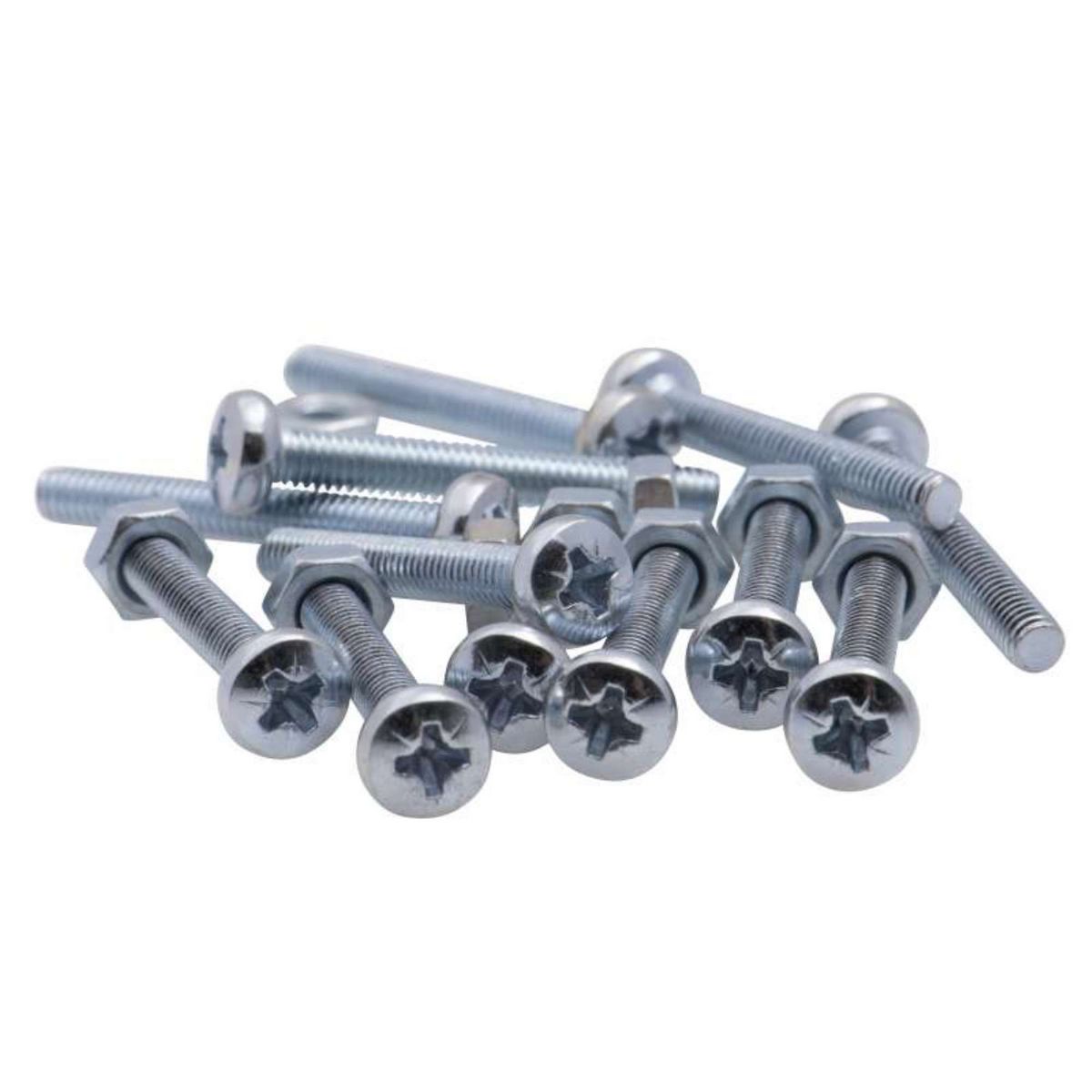  Vis à métaux zinguée tête cylindrique bombée PZ cruciforme Vissal Ø 6x20 mm  lot de 12 vis+écrou