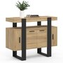 Voir la diapositive 1 : ID MARKET Buffet 100 cm PHOENIX 4 portes bois et noir