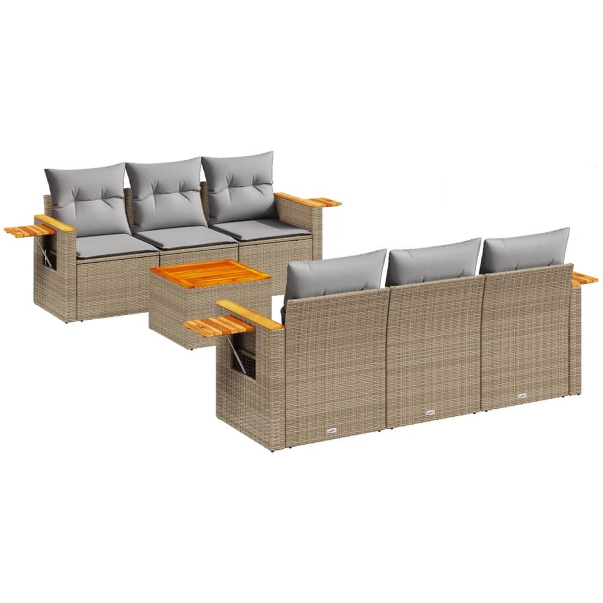 Voir la diapositive 2 : VIDAXL Salon de jardin avec coussins 7 pcs beige resine tressee