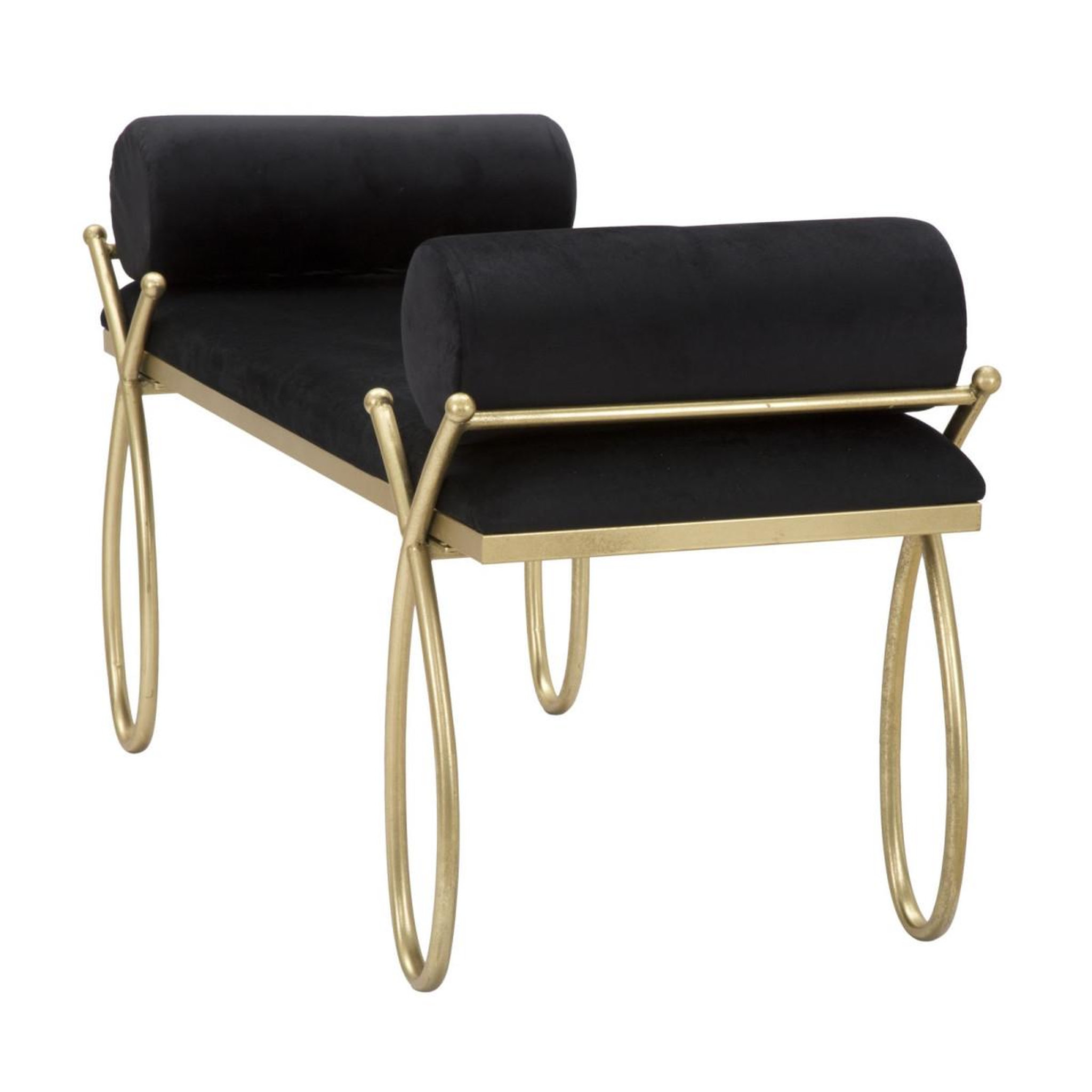 Voir la diapositive 2 : Paris Prix Banquette design en velours  ruban  112cm noir
