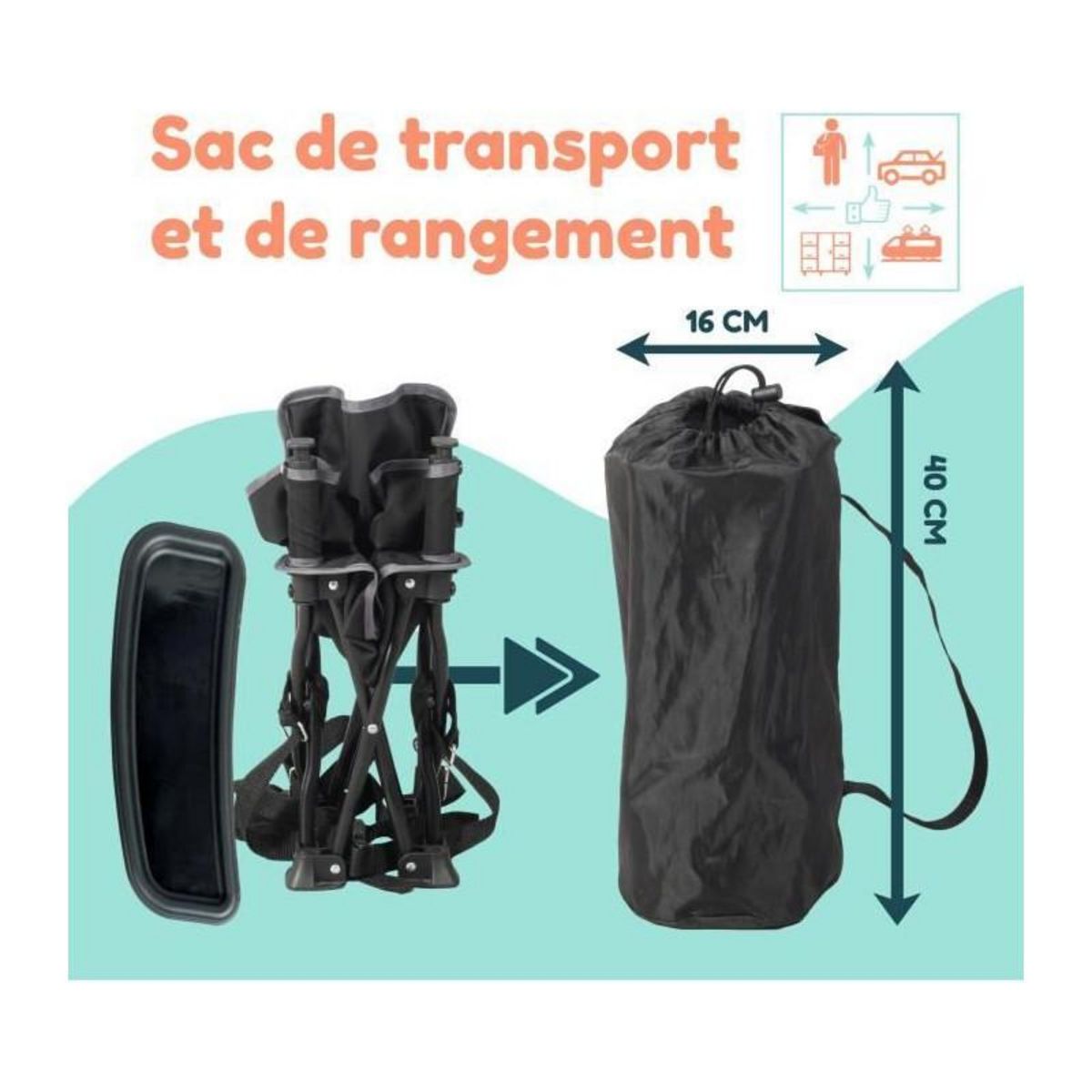 BAMBISOL BAMBISOL - Rehausseur Bébé Nomade Evolutif en Chaise Enfant - Tablette Amovible, Pliage Rapide et Compact, Sac de Transport