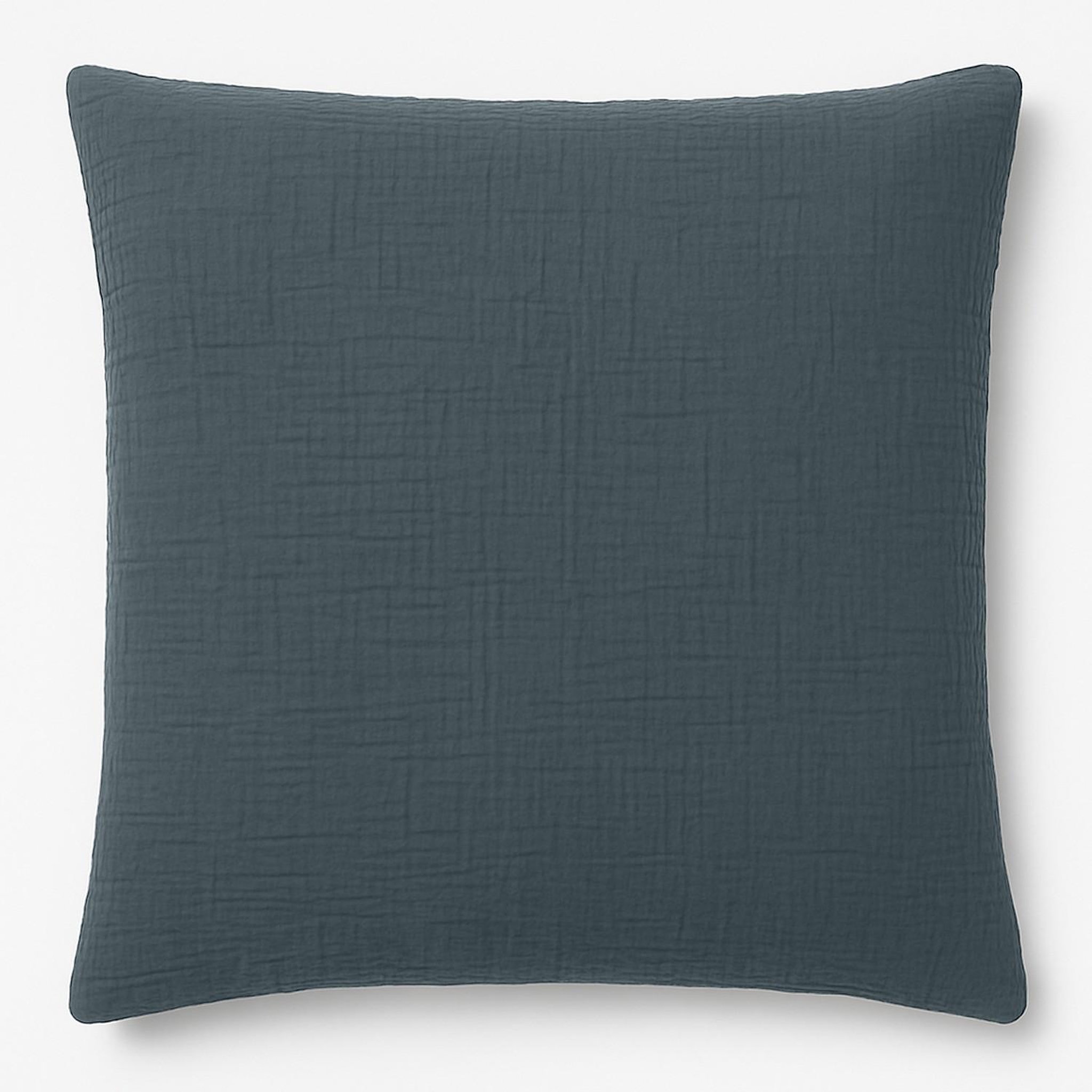 BATON ROUGE Taie d'oreiller cm 100% gaze de coton lavé bleu pétrole. Coloris disponibles : Bleu