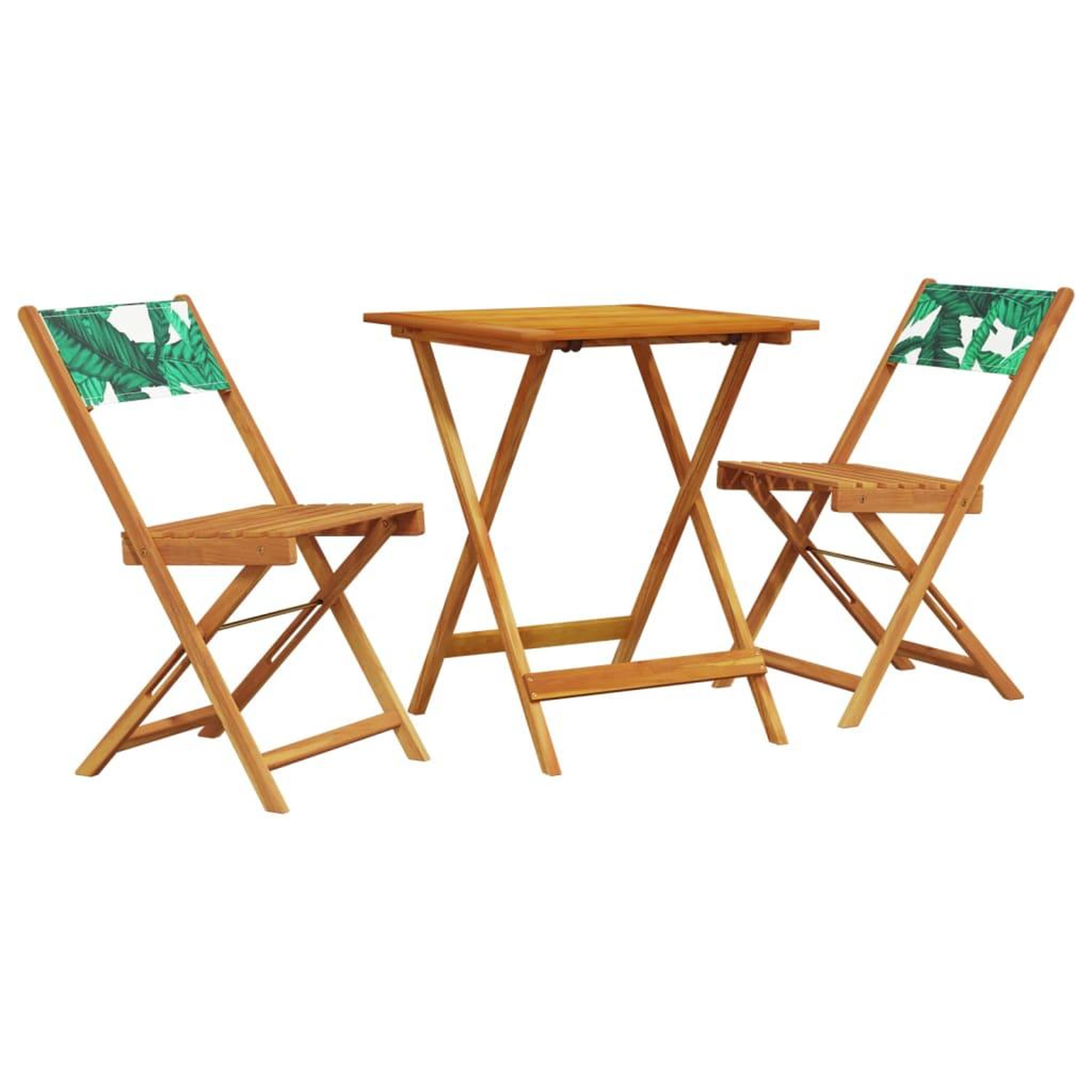 Voir la diapositive 2 : VIDAXL Ensemble de bistro 3 pcs motif de feuilles tissu et bois massif