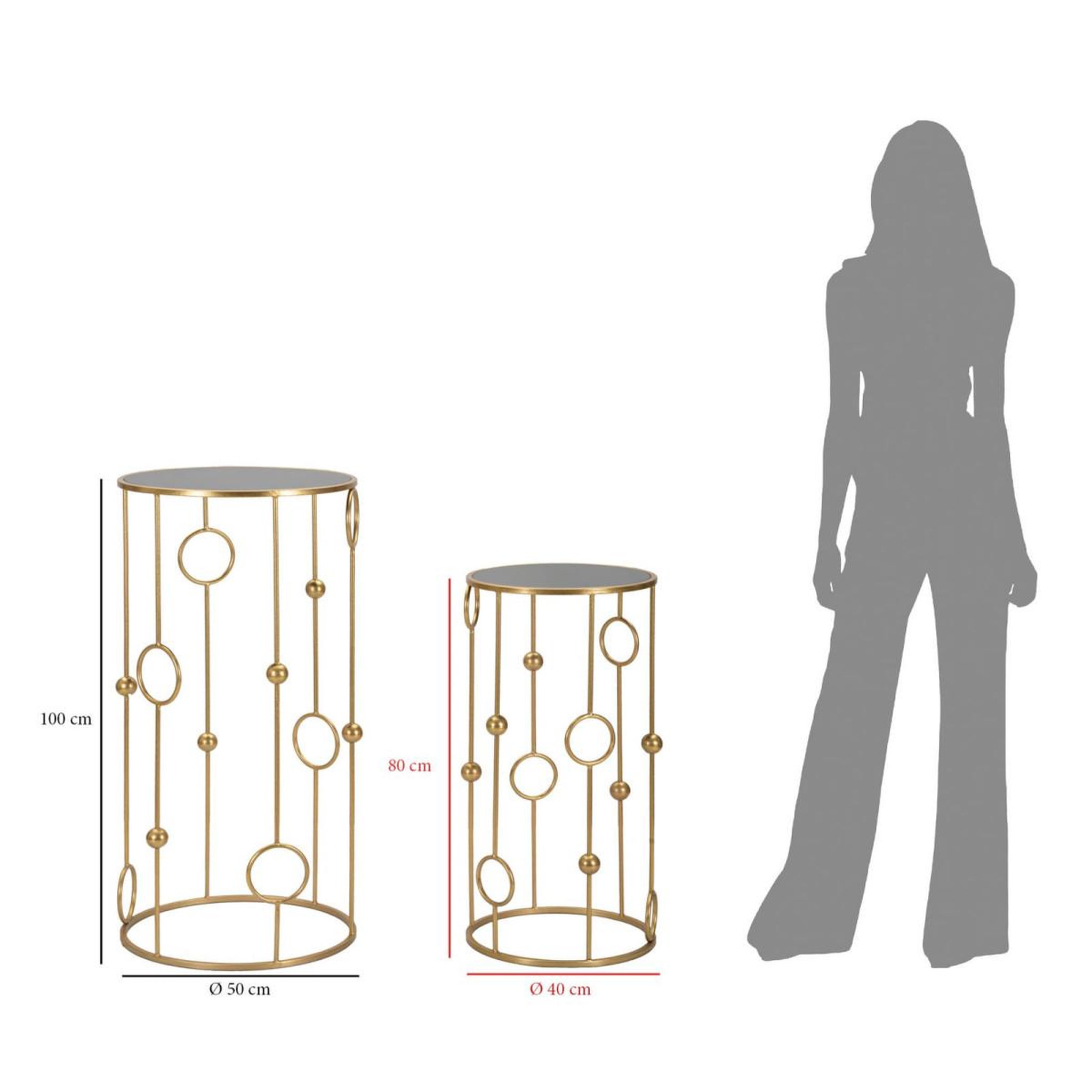 Voir la diapositive 6 : Paris Prix Lot de 2 Tables d'Appoint  Sphère  100cm Or
