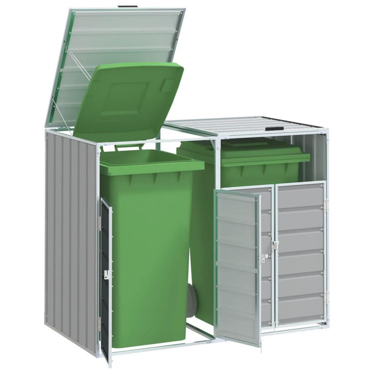 VIDAXL Rangement a roulettes pour poubelles pour deux bacs gris acier