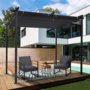 Voir la diapositive 3 : ID MARKET Pergola édition spéciale toit rétractable 3x3 M et 4 stores gris anthracite
