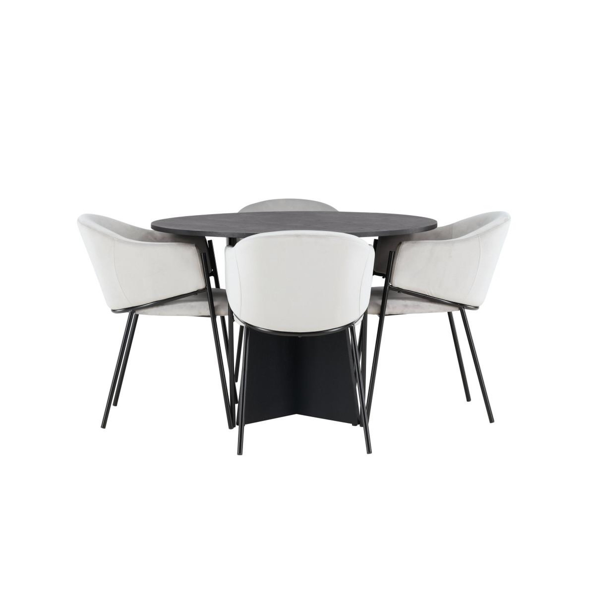 Voir la diapositive 2 : Paris Prix Ensemble table à manger & 4 chaises  bootcut & evelina  110cm noir & gris