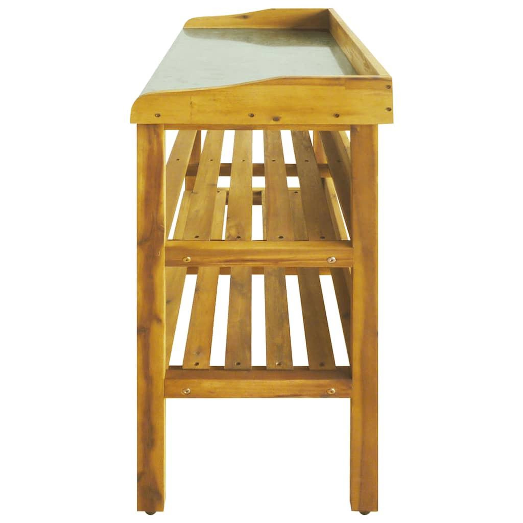Voir la diapositive 5 : VIDAXL Banc a jardiniere avec 2 etageres bois massif d'acacia et zinc