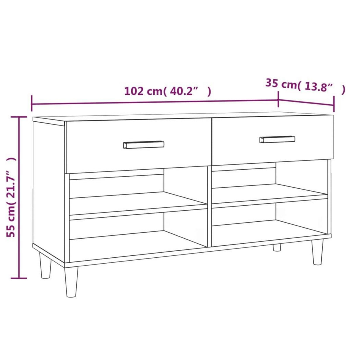 VIDAXL Armoire a chaussures Blanc 102x35x55 cm Bois d'ingenierie