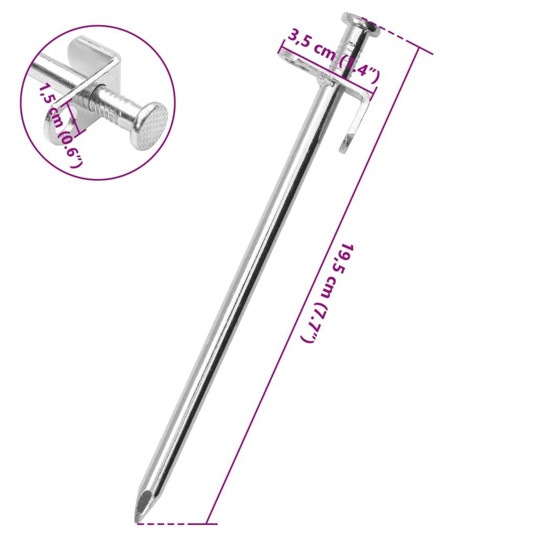 Voir la diapositive 6 : VIDAXL Piquets de tente 24 pcs 19,5 cm 8 mm acier galvanise