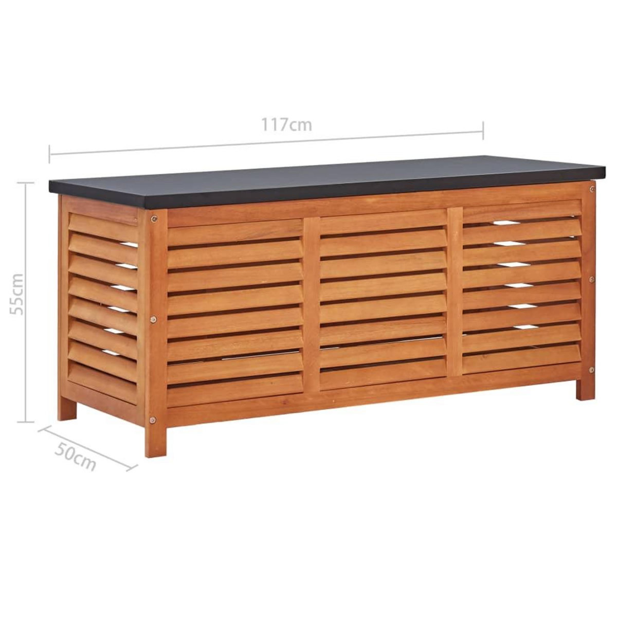 VIDAXL Boîte de rangement de jardin 117x50x55 cm Eucalyptus solide