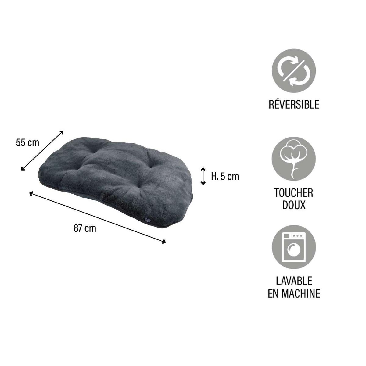 LOVE STORY Coussin doux réversible Happy pour chien et chat