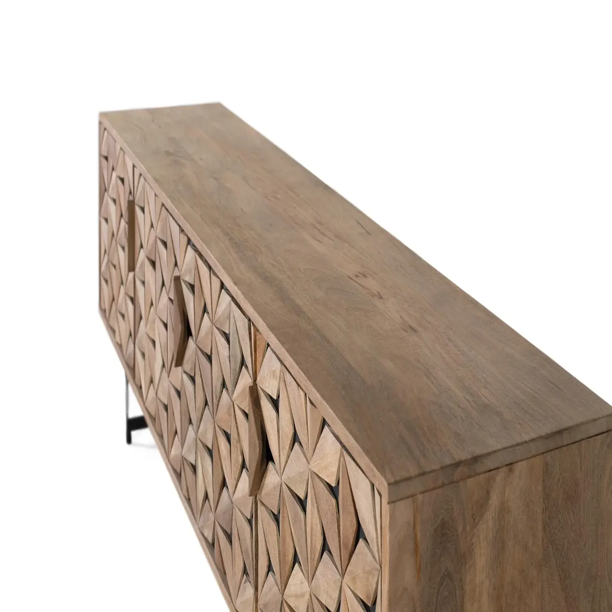 Voir la diapositive 3 : GINER Y COLOMER SL Meuble tv en bois de manguier 177 cm style contemporain géométrique
