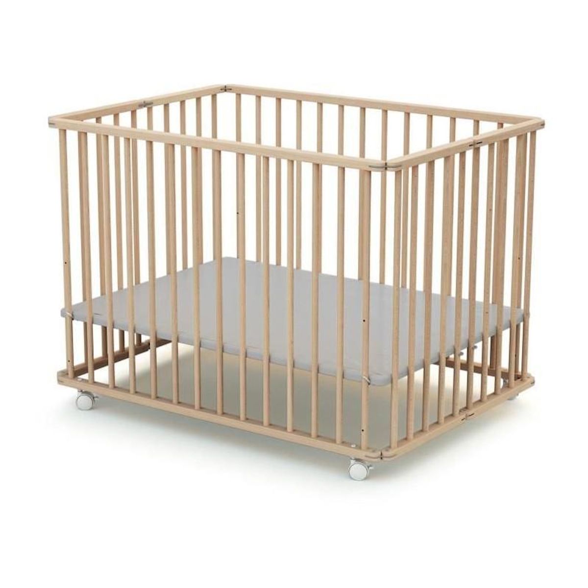 WEBABY Parc bébé pliant en bois 70 x 100 cm