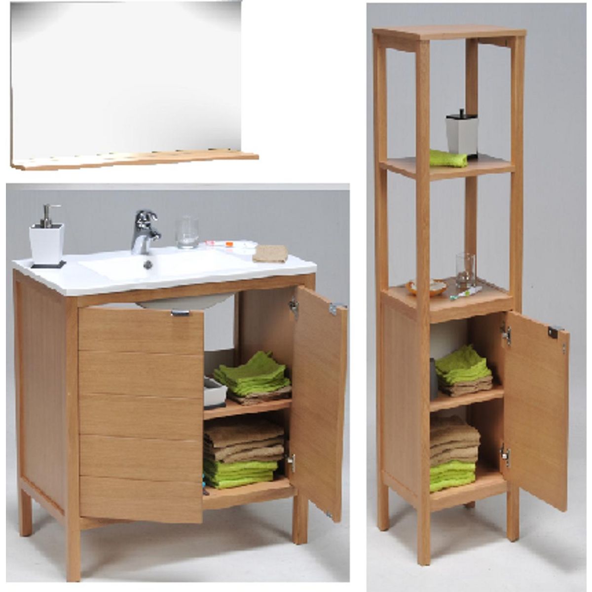 Colonne de salle bain en chêne massif 1 porte ZENITUDE