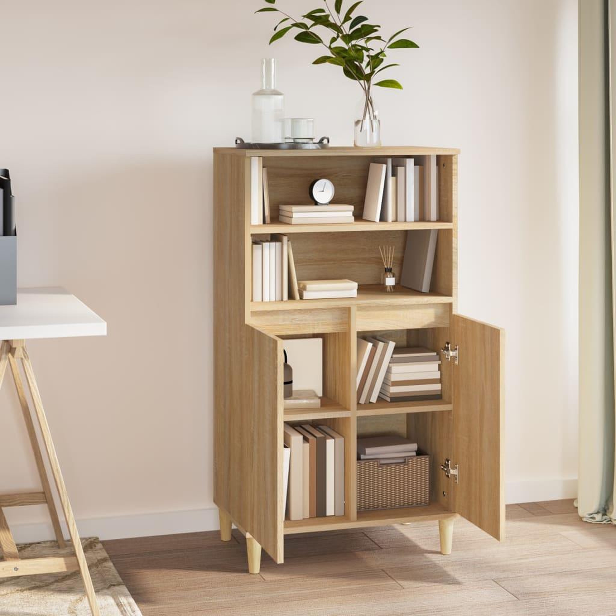 Voir la diapositive 5 : VIDAXL Buffet haut Chene sonoma 60x36x110 cm Bois d'ingenierie