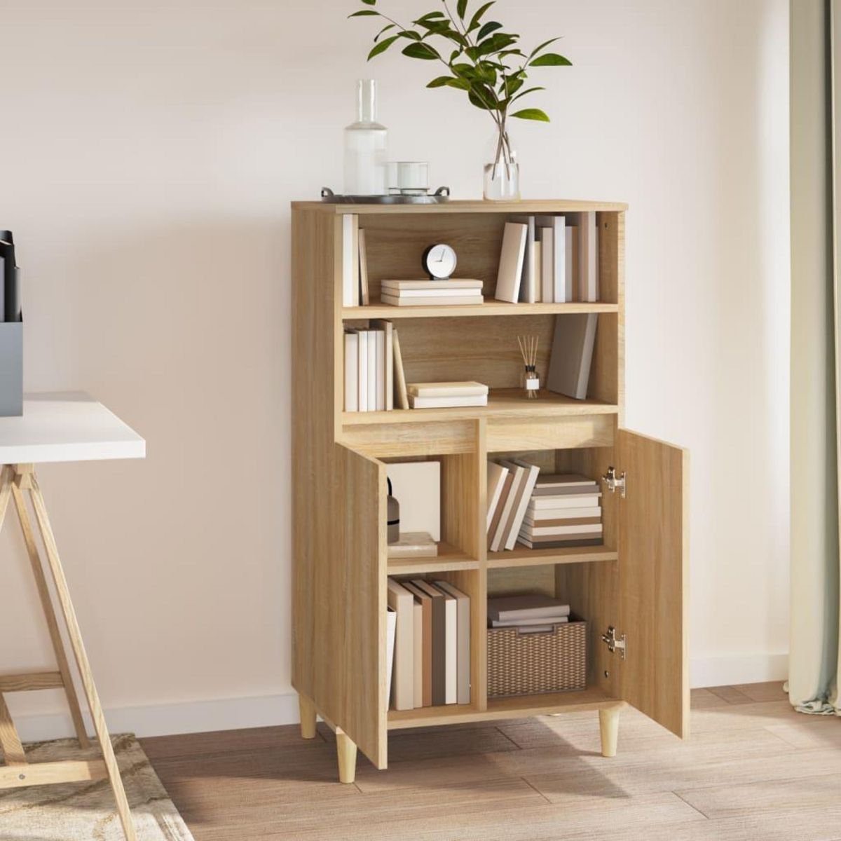 VIDAXL Buffet haut Chene sonoma 60x36x110 cm Bois d'ingenierie