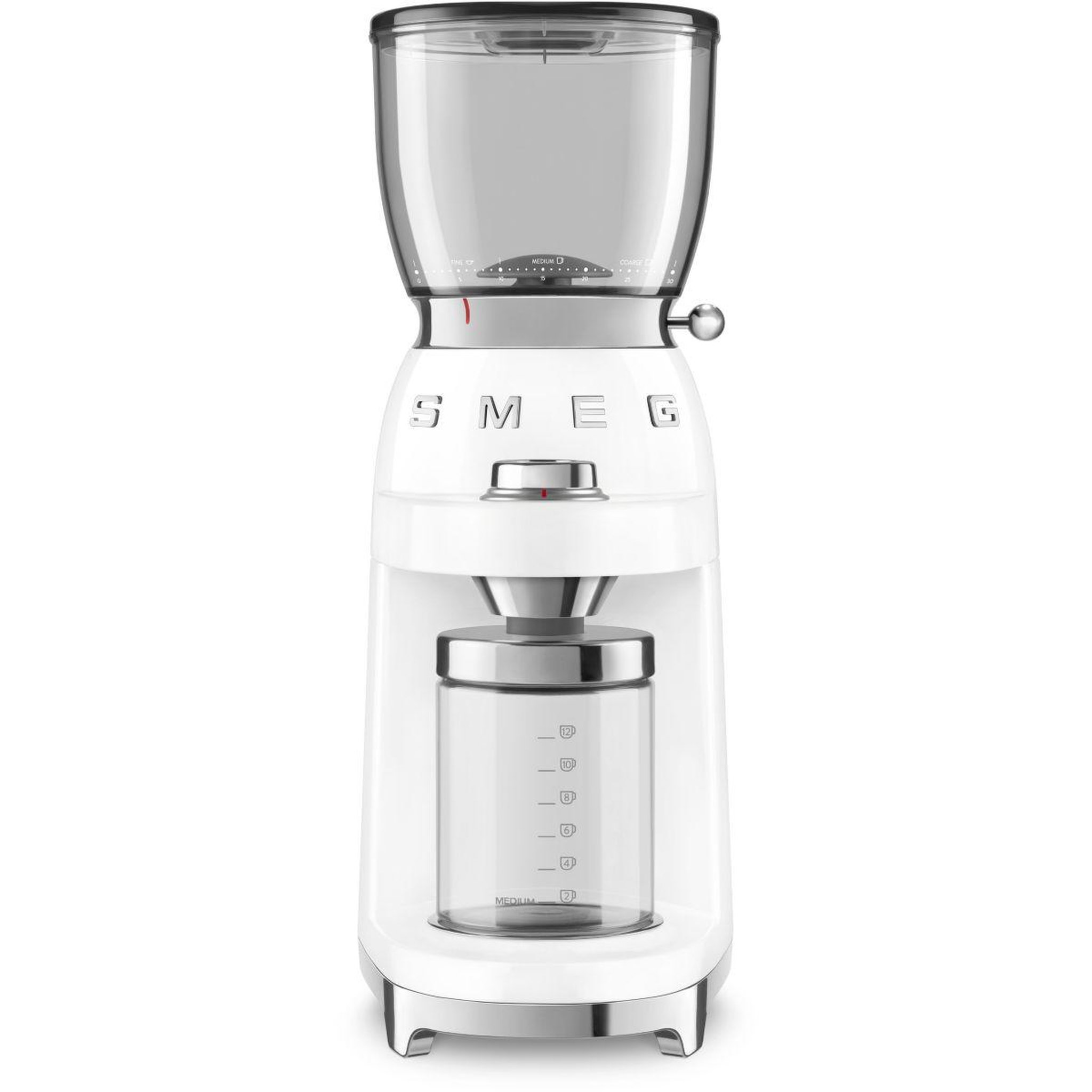 Voir la diapositive 1 : SMEG Moulin à café CGF01WHEU Blanc