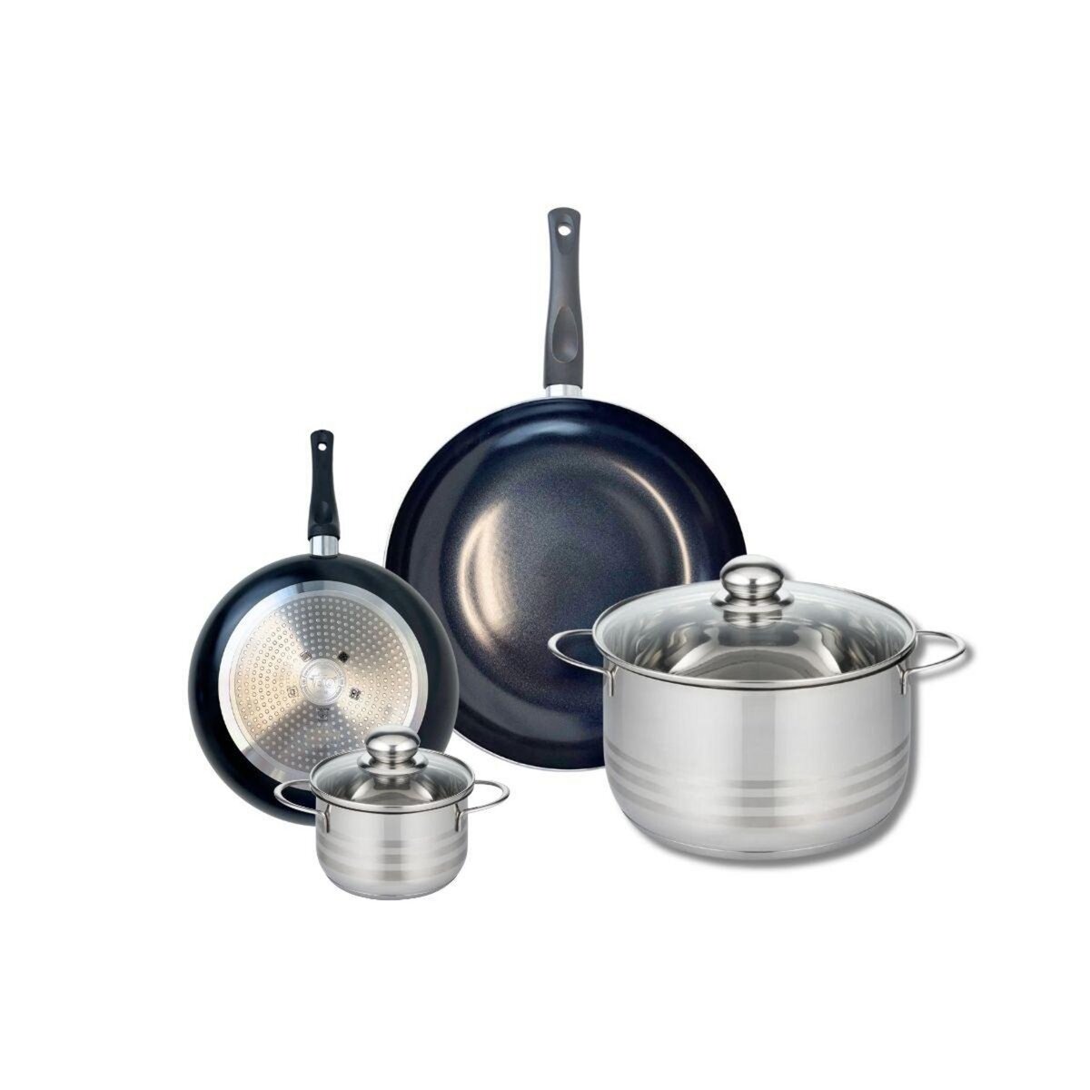ELO Ensemble de 2 Poêles de cuisson 20 et 28 cm et 2 faitouts 12 et 24 cm Elo Prima Brillant