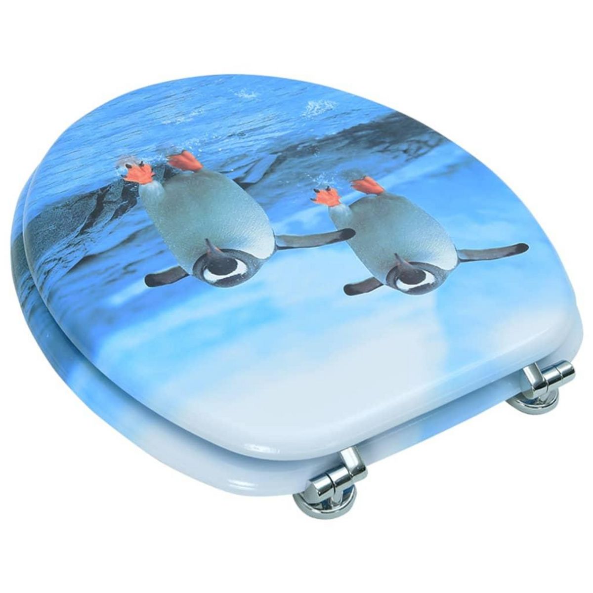 VIDAXL Siege de toilette avec couvercle MDF Design de pingouin