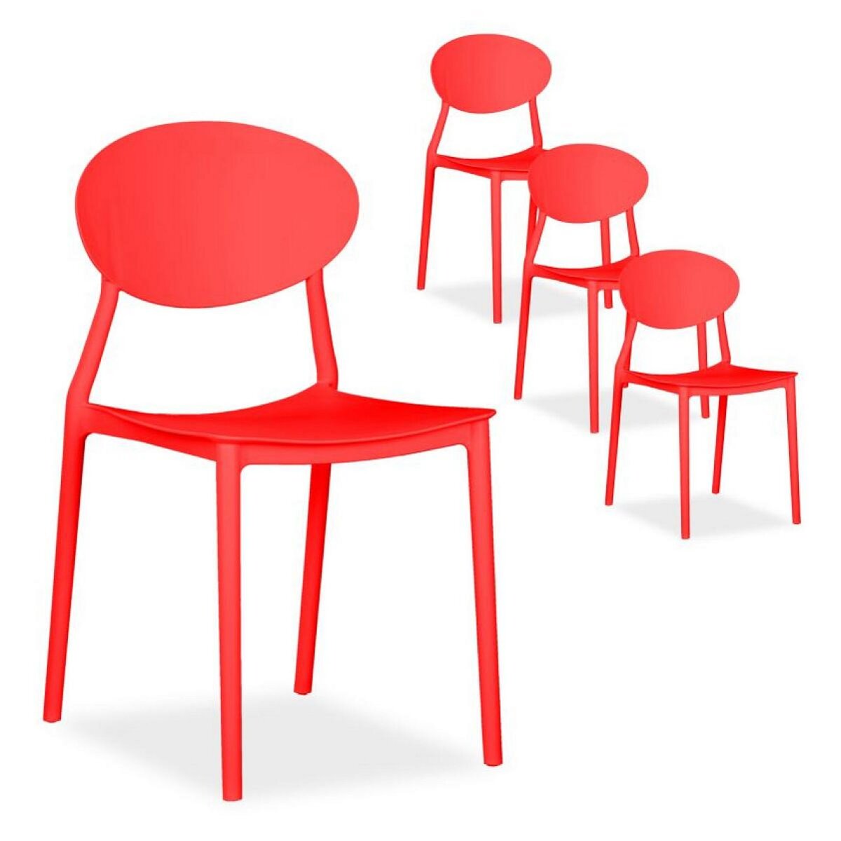 HomeStyle4U Chaise de jardin lot 4 chaises rouge