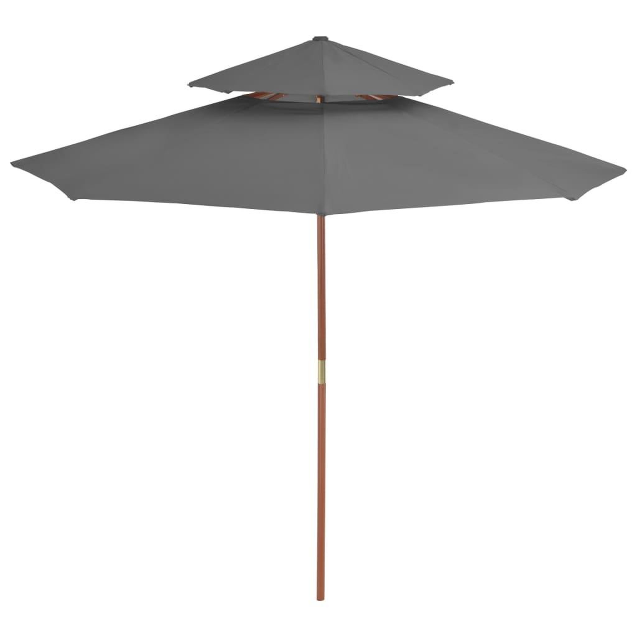 Voir la diapositive 2 : VIDAXL Parasol a deux etages avec mat en bois 270 cm anthracite