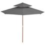 Voir la diapositive 2 : VIDAXL Parasol a deux etages avec mat en bois 270 cm anthracite