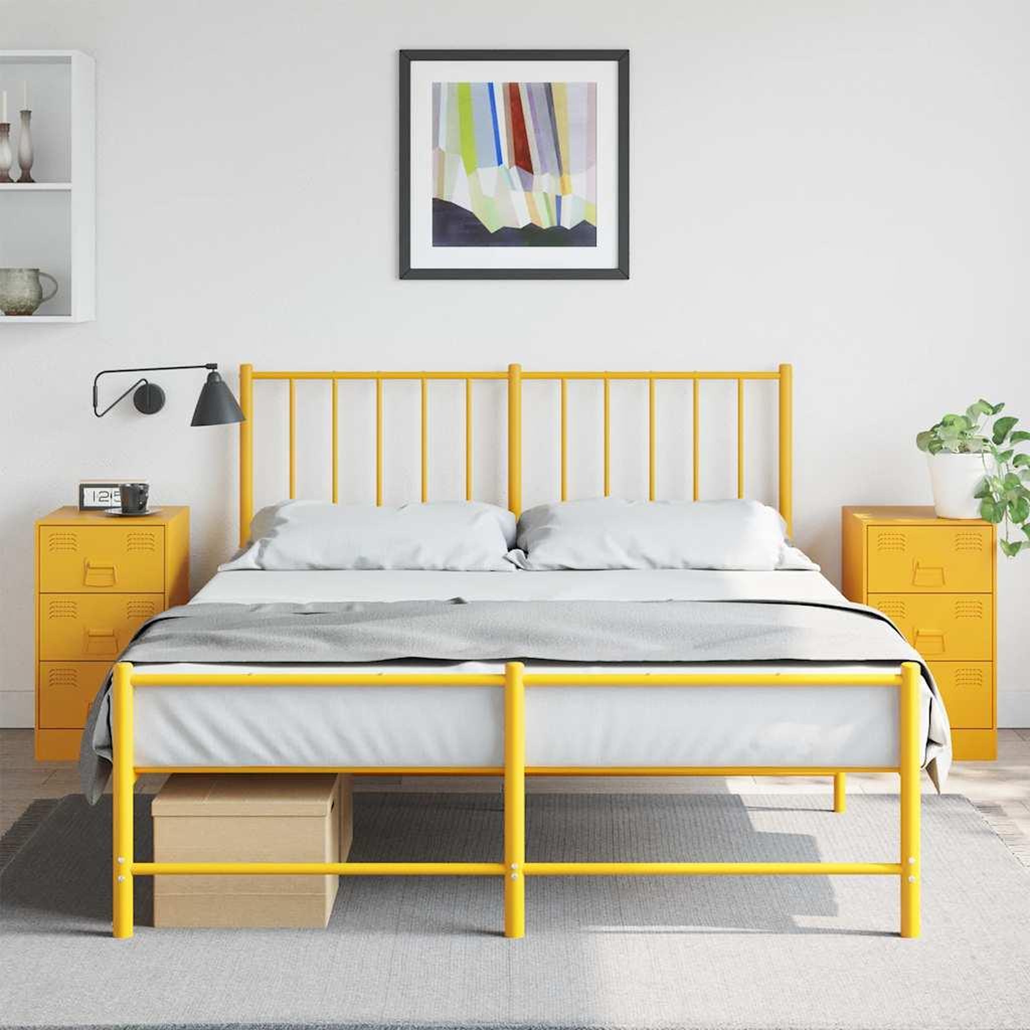 VIDAXL Tables de chevet 2 pcs jaune moutarde 34,5x39x62 cm acier