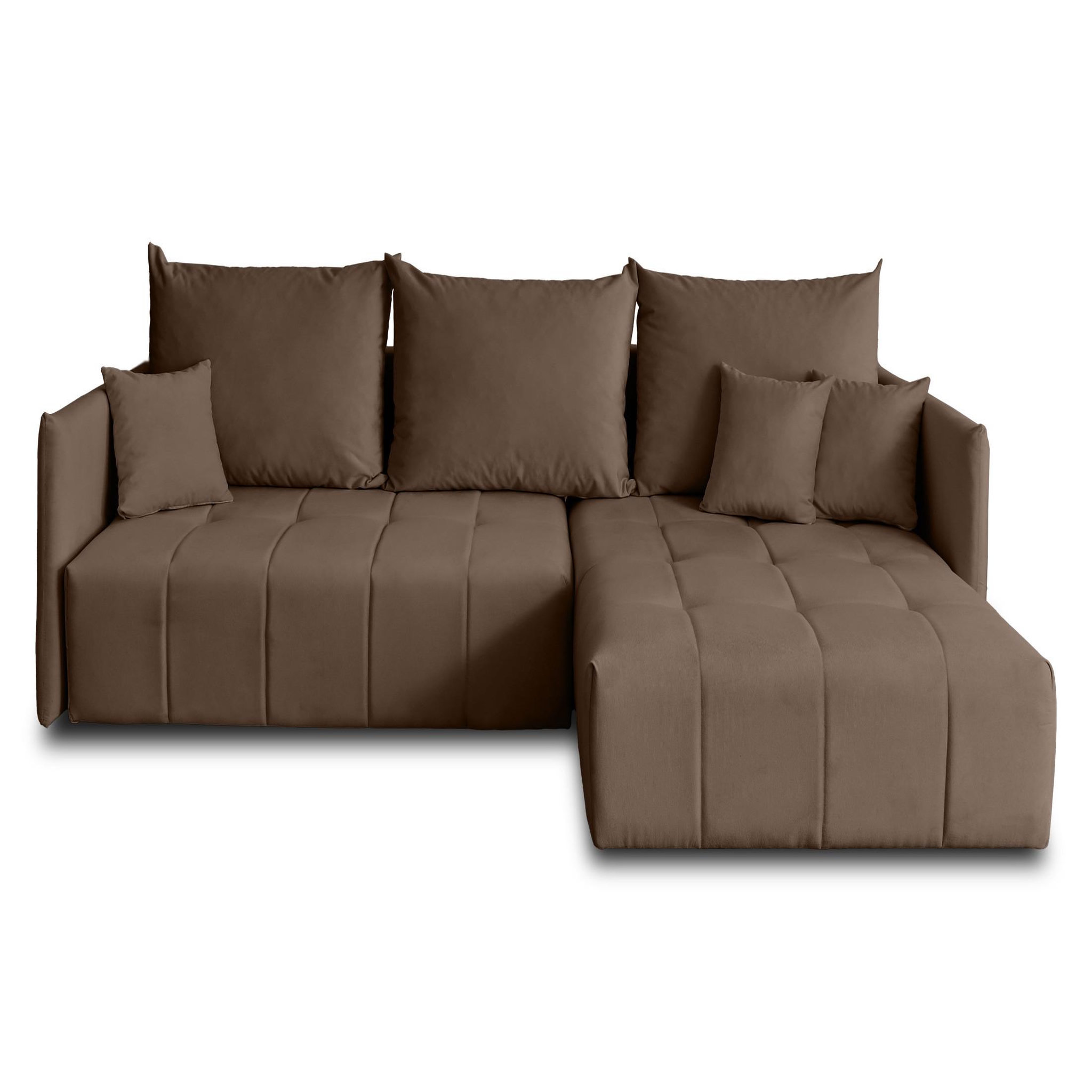 Voir la diapositive 1 : BEST MOBILIER Petra - canapé d'angle réversible - convertible avec coffre - 4 places - en velours