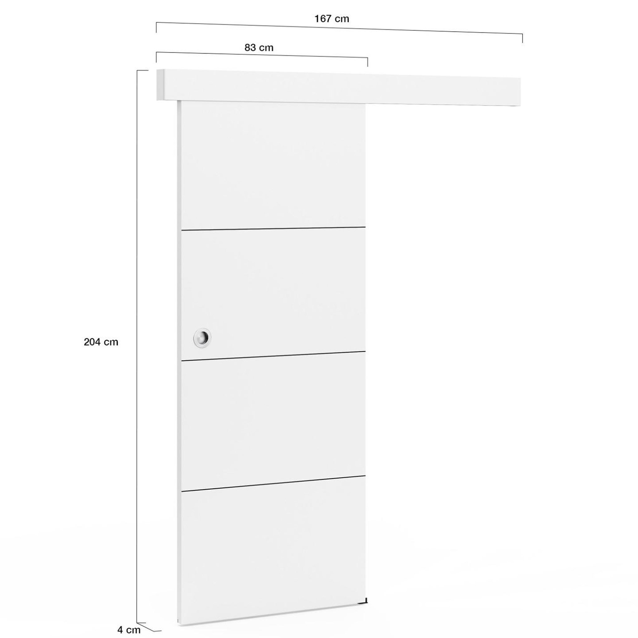 Voir la diapositive 5 : ID MARKET Kit porte coulissante blanc 83 cm avec rail et fixations
