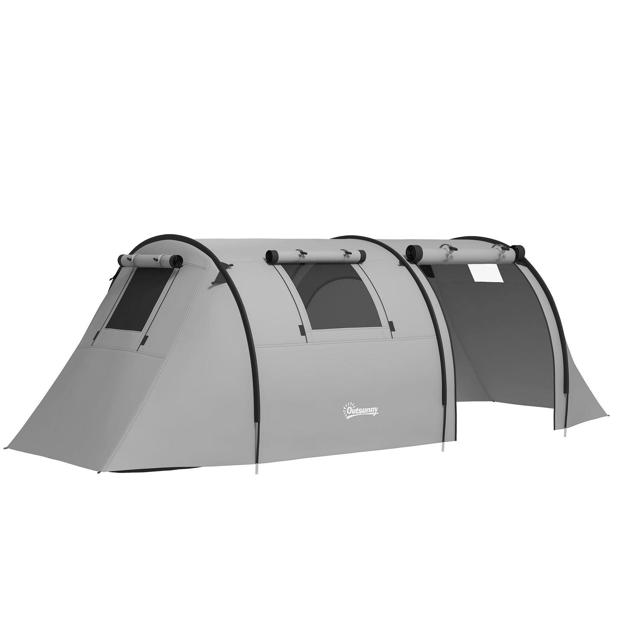 OUTSUNNY Tente de camping 3-4 pers. Étanchéité 3000 mm chambre salon sac gris