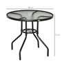 Voir la diapositive 3 : OUTSUNNY Table de jardin ronde dia. 80 x 72H cm - espace central parasol - métal noir plateau verre trempé texturé