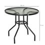 Voir la diapositive 3 : OUTSUNNY Table de jardin ronde dia. 80 x 72H cm - espace central parasol - métal noir plateau verre trempé texturé
