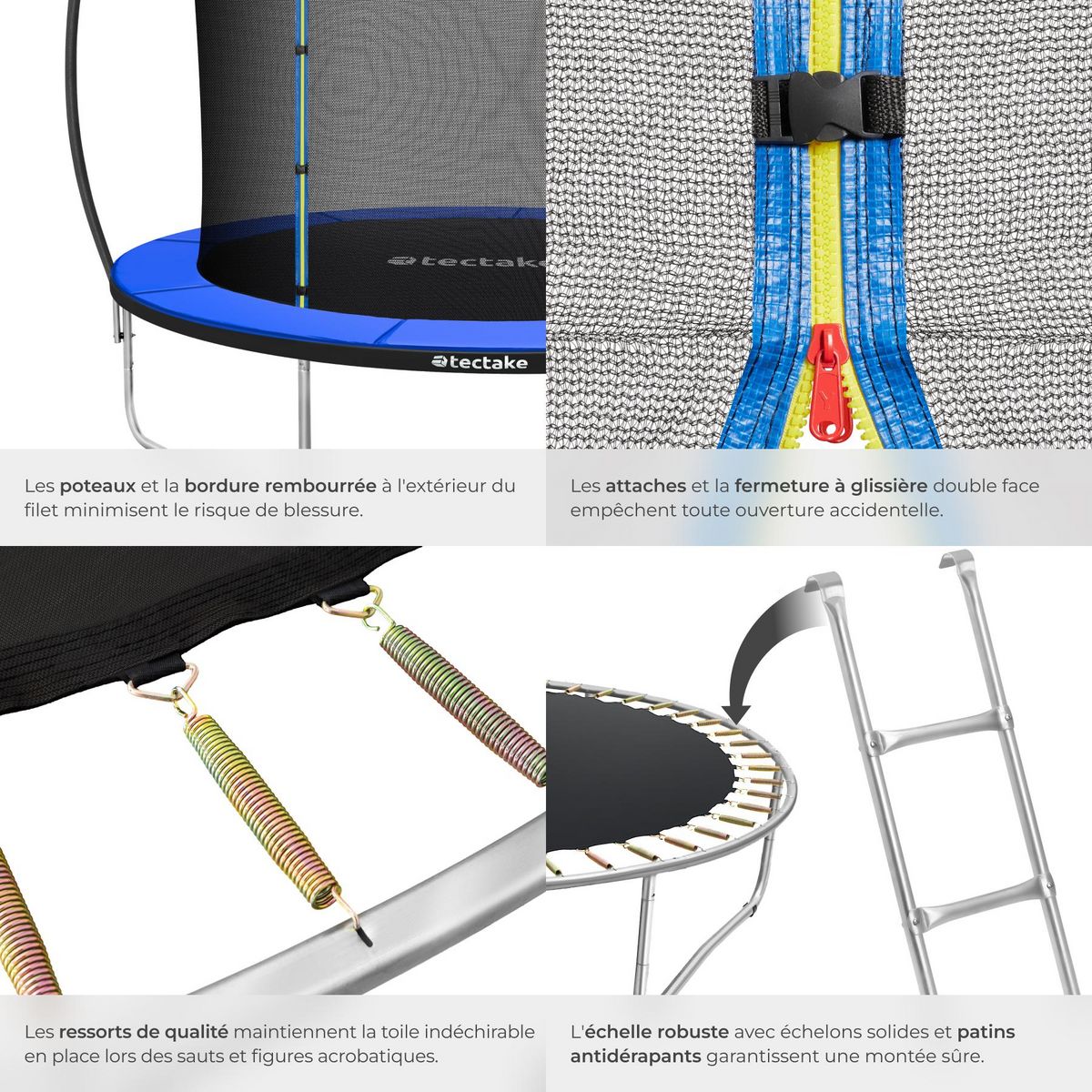 tectake Trampoline Ø 305 cm certifié GS noir/bleu