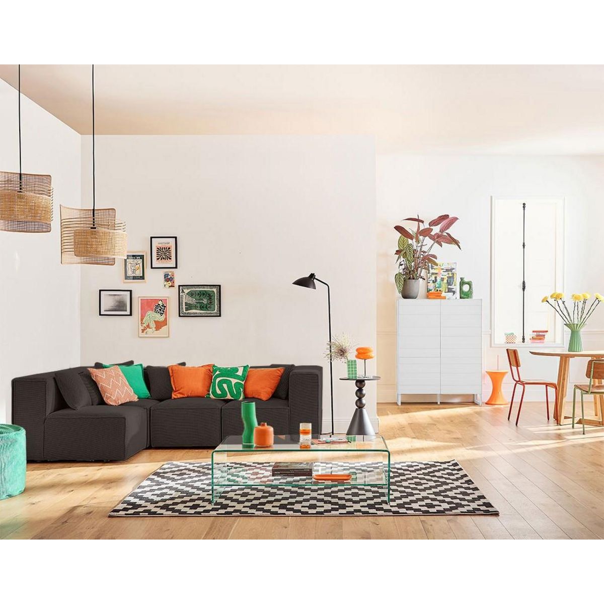 LISA DESIGN Arty - canapé modulable d'angle gauche 5 places - en tissu mailles 3d