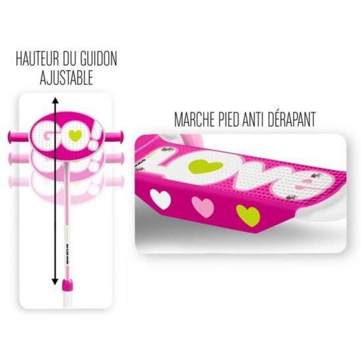 Skids Control Trottinette 3 roues - Rose
