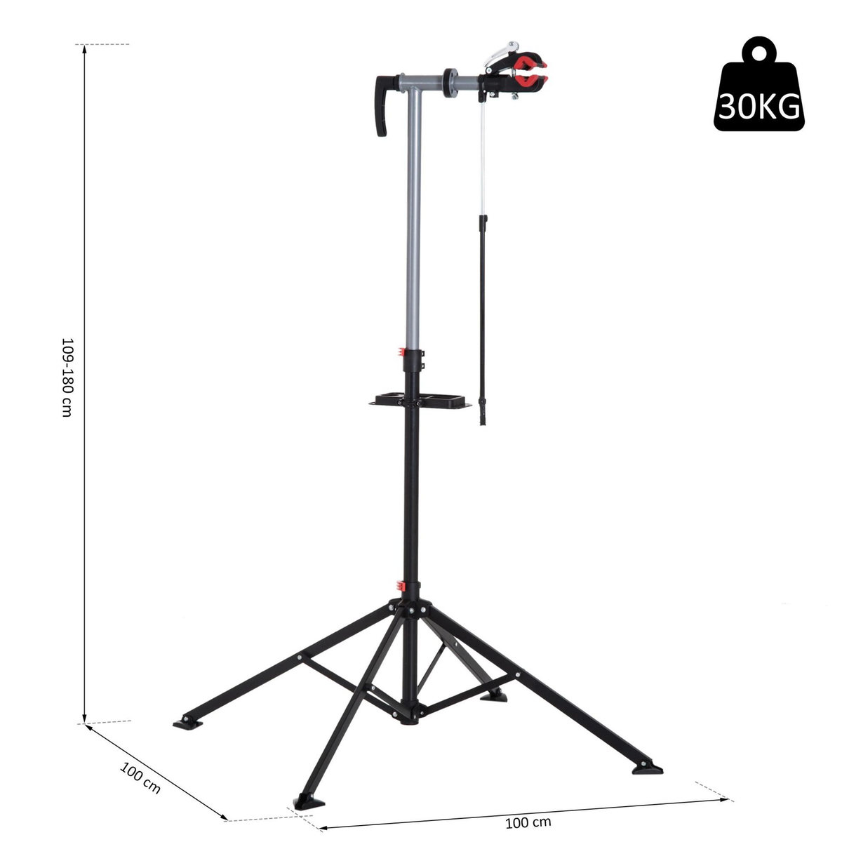 HOMCOM Pied d'atelier vélo réparation support pied de montage pivotant 360° hauteur réglable argent