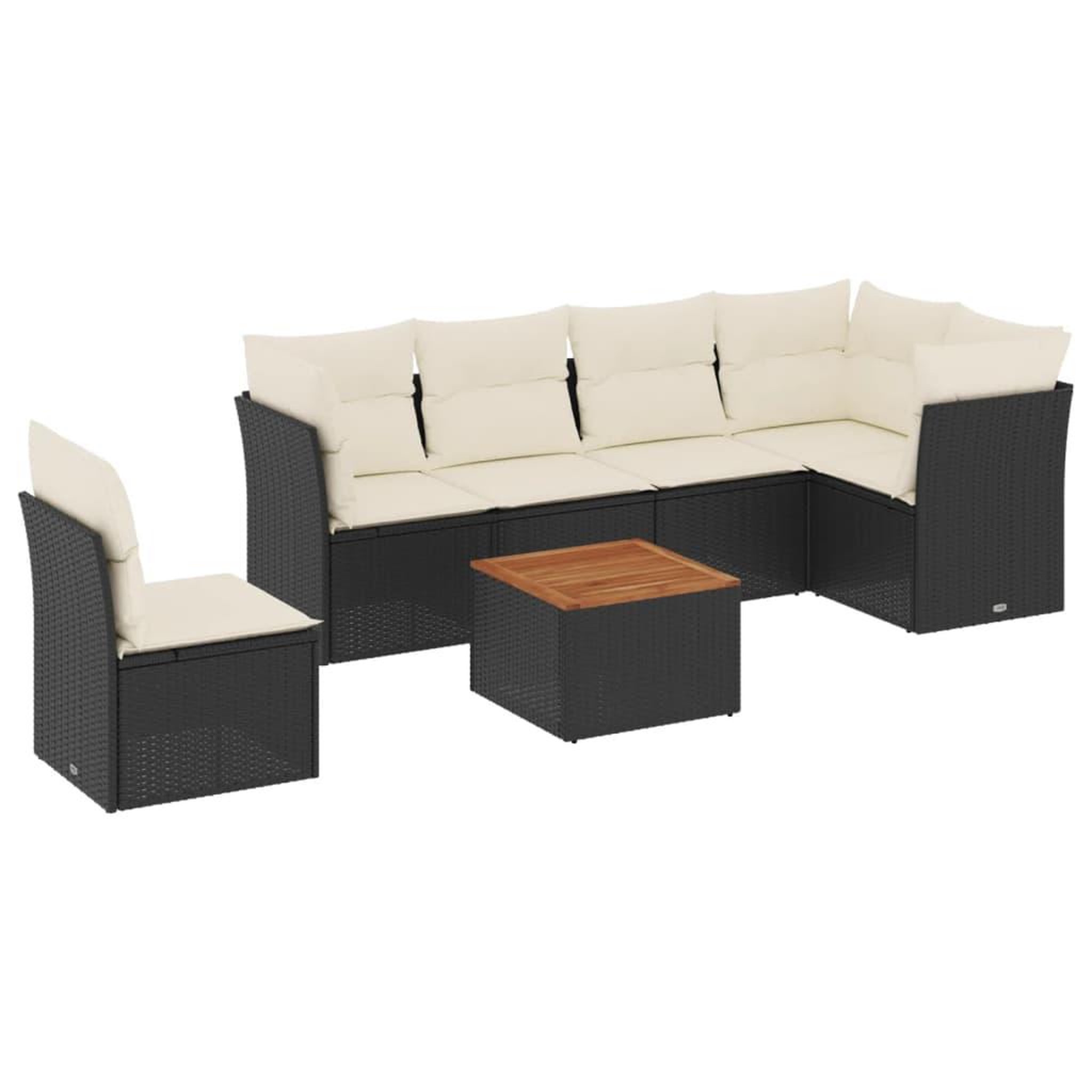 Voir la diapositive 2 : VIDAXL Salon de jardin 7 pcs avec coussins noir resine tressee