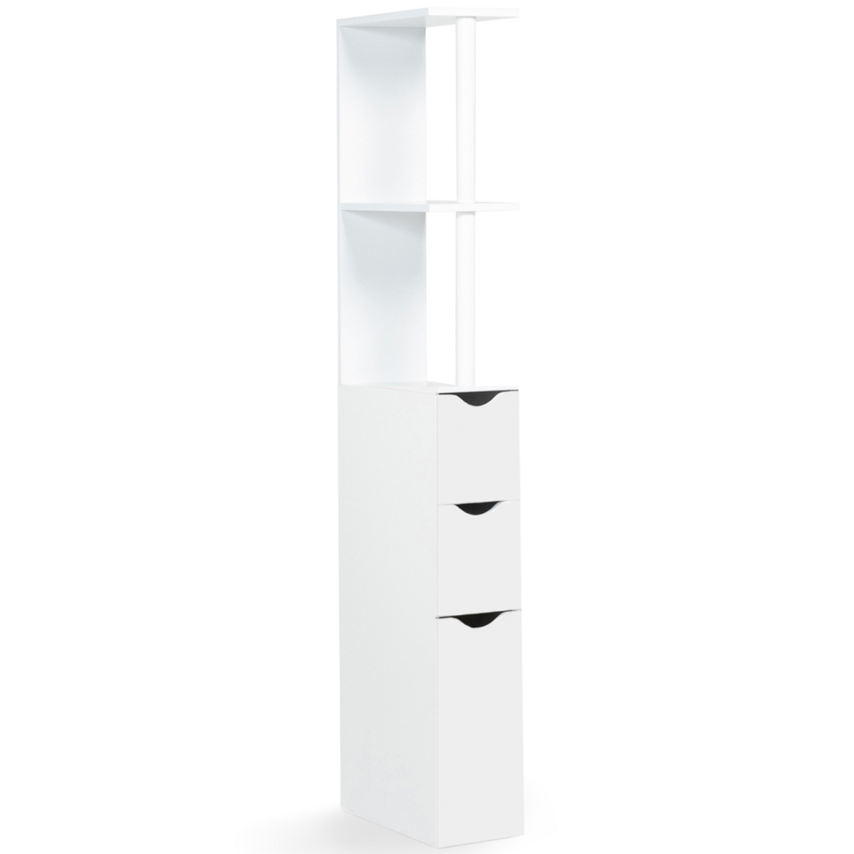 ID MARKET Meuble WC étagère bois WILLY 3 portes blanc