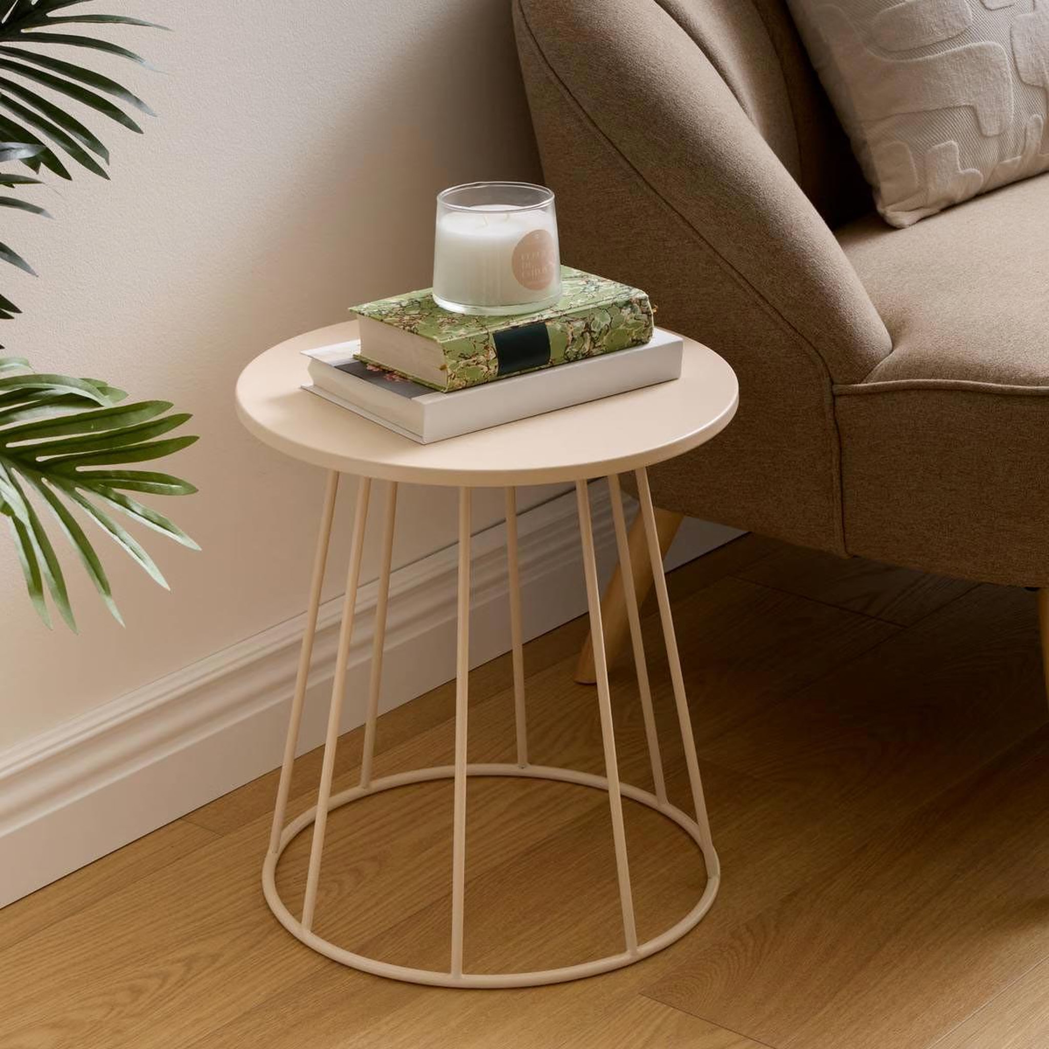 Voir la diapositive 2 : ATMOSPHERA Table d'appoint en métal  latte  38cm beige