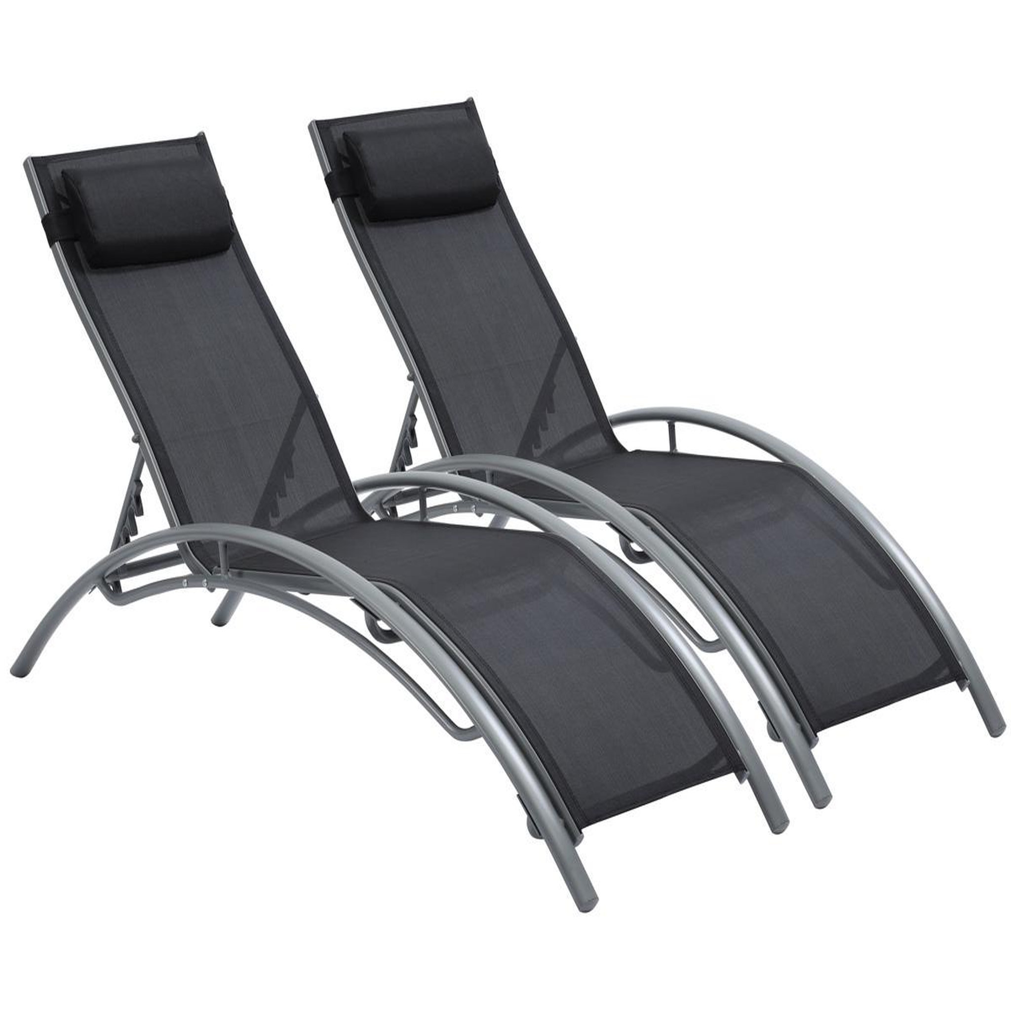 Voir la diapositive 1 : Habitat et Jardin Bain de soleil en aluminium  Beauty  - Phoenix - Noir/Gris - Lot de 2