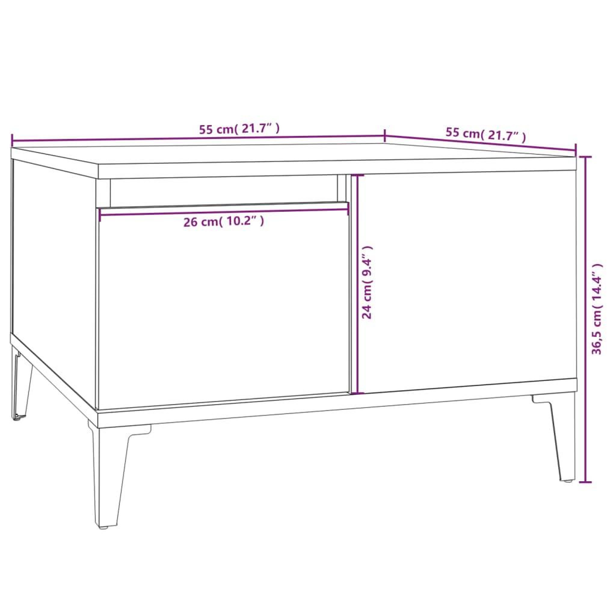 Voir la diapositive 6 : VIDAXL Table basse chene marron 55x55x36,5 cm bois d'ingenierie