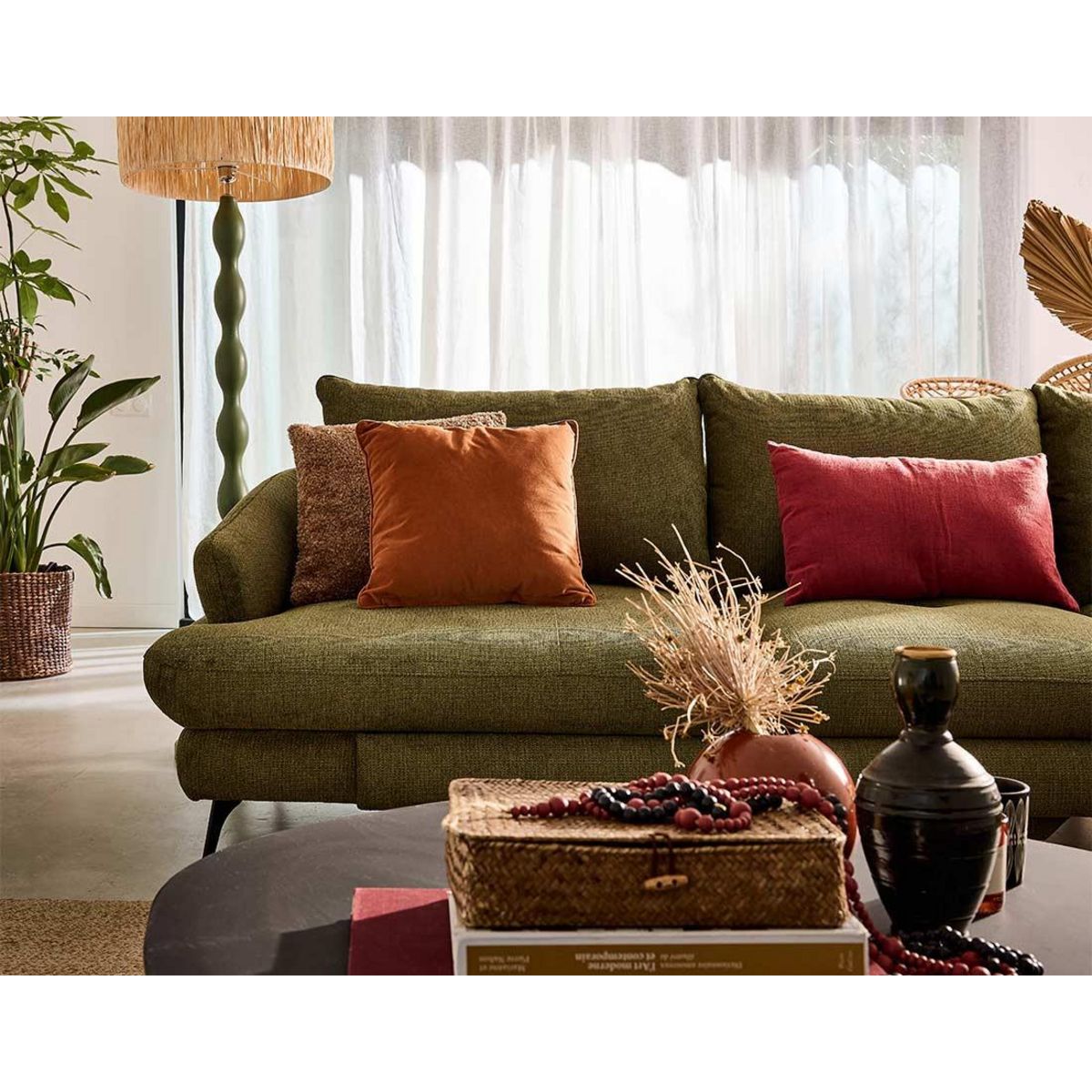 LISA DESIGN Ninon - canapé d'angle droit 4 places convertible avec coffre en tissu texturé