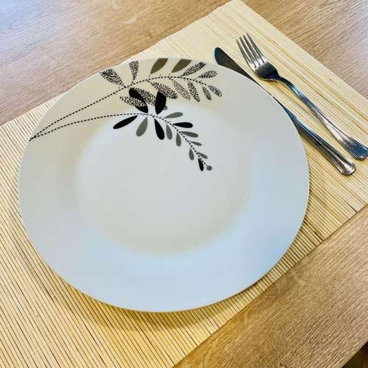 TOILINUX Lot de 6 sets de table en bambou blanchi rectangulaire - 45 x 30 cm