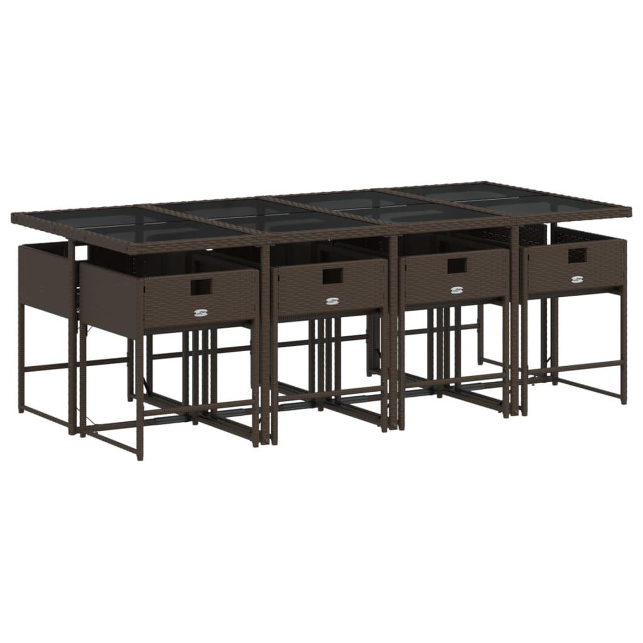 Voir la diapositive 3 : VIDAXL Ensemble a manger de jardin et coussins 9 pcs marron poly rotin